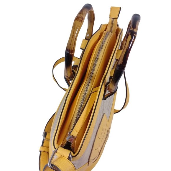 Dana Buchman Shoulder, Hand or Crossbody Bag in Yellow and Tan - Picture 11 of 14